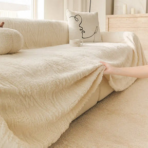 Housse de canapé en fleece jacquard nordique de luxe, épaisse et anti-rayures.