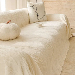 Housse de canapé en fleece jacquard nordique de luxe, épaisse et anti-rayures.