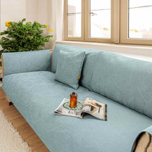Housse de canapé de luxe en jacquard texturé à feuilles de couleur unie