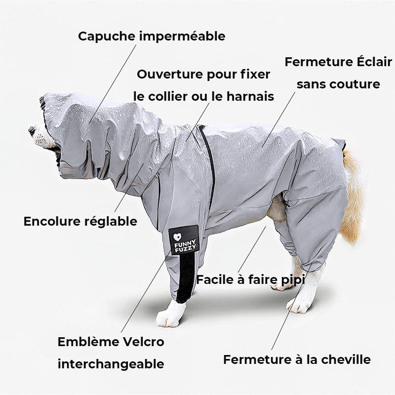 Manteau imperméable réfléchissant Manteau de pluie pour chien