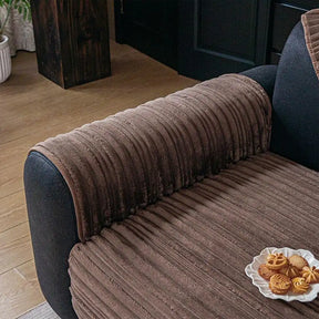 Housse de canapé en peluche douce antidérapante rayures asymétriques modernes
