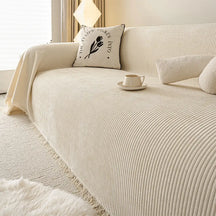 Jeté de canapé  aux rayures couverture de canapé en chenille moderne classique, résistante, lavable.