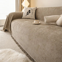 Jeté de canapé  aux rayures couverture de canapé en chenille moderne classique, résistante, lavable.