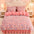 Parure de lit en velours doux motif feuilles modernes avec jupe de lit