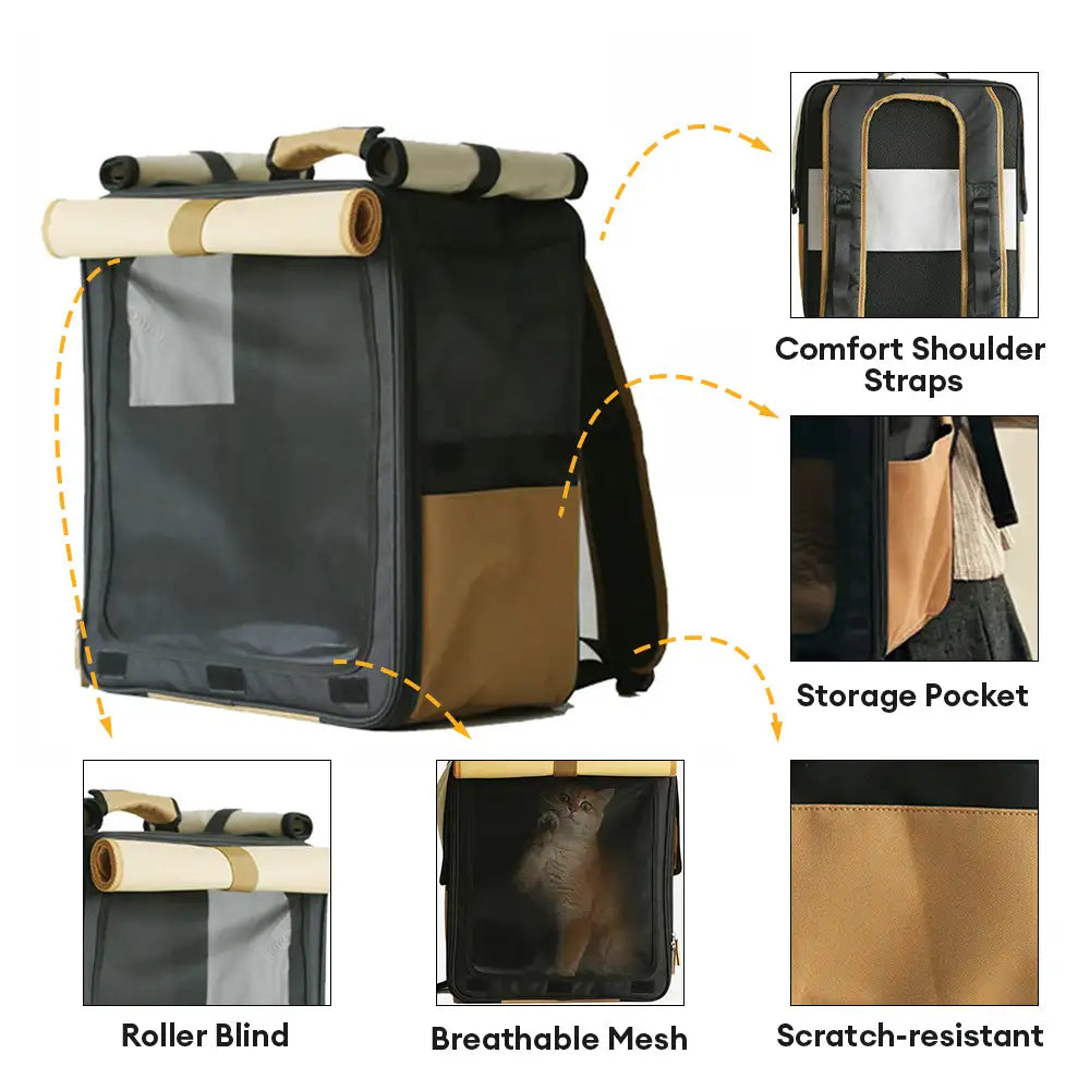 Transporteur pour animaux de compagnie à roulettes, respirant et multi-usages, sac à dos pour chat.