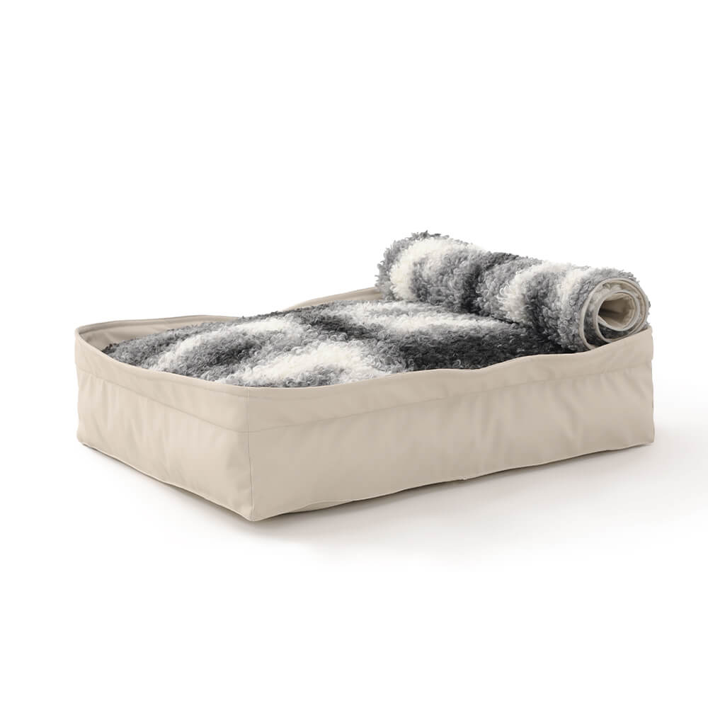 Lit pour chien multifonction en fausse laine d'agneau et cuir