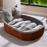 Coussin pour chien avec support de cou, cadre doux et surélevé, lit de relaxation pour un sommeil profond.