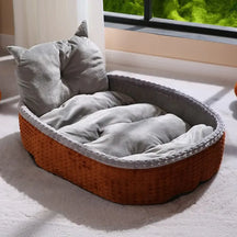 Coussin pour chien avec support de cou, cadre doux et surélevé, lit de relaxation pour un sommeil profond.