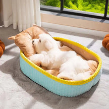 Coussin pour chien avec support de cou, cadre doux et surélevé, lit de relaxation pour un sommeil profond.
