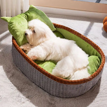 Coussin pour chien avec support de cou, cadre doux et surélevé, lit de relaxation pour un sommeil profond.