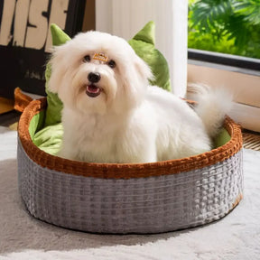 Coussin pour chien avec support de cou, cadre doux et surélevé, lit de relaxation pour un sommeil profond.