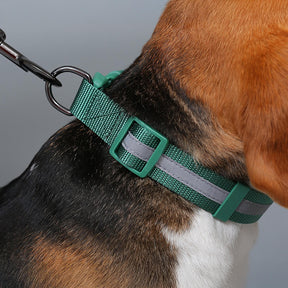 Harnais pour chien en nylon réglable réfléchissant sans tirage avec collier et laisse