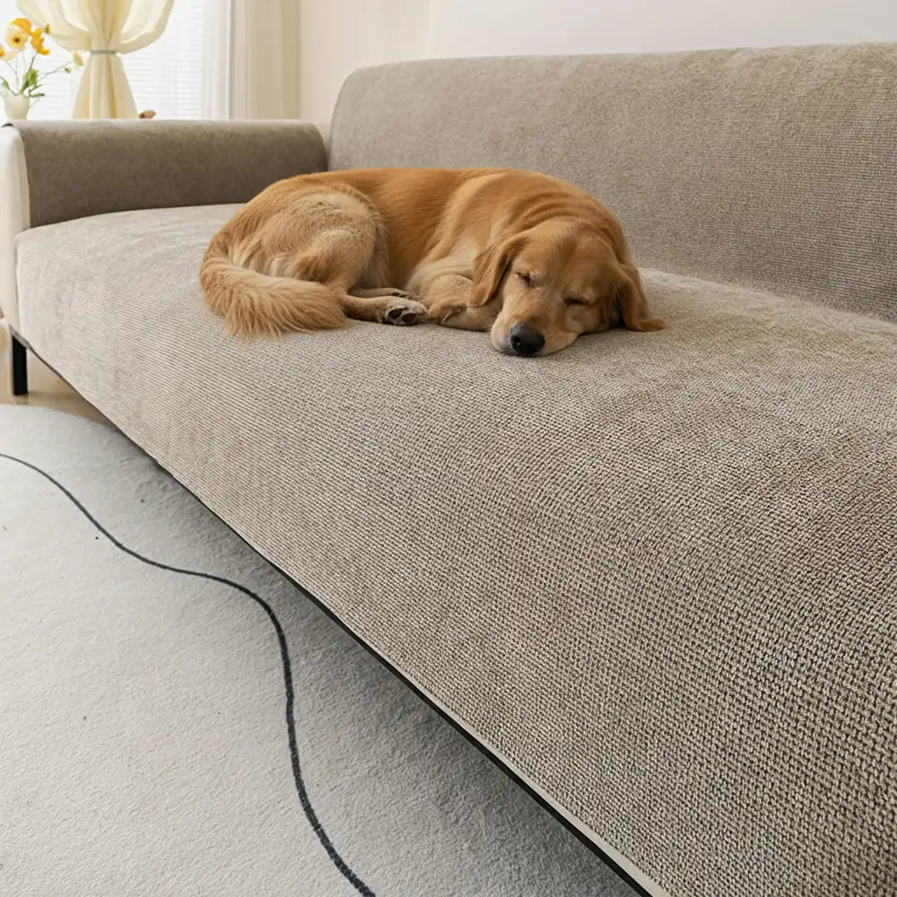 Housse de canapé 3 places en chenille résistant aux rayures, durable, déperlant et antidérapant.