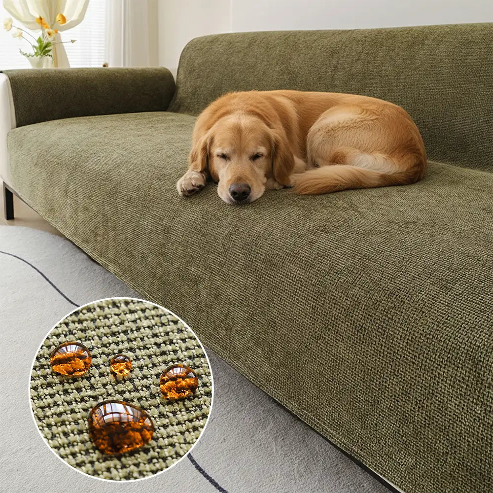 Housse de canapé 3 places en chenille résistant aux rayures, durable, déperlant et antidérapant.