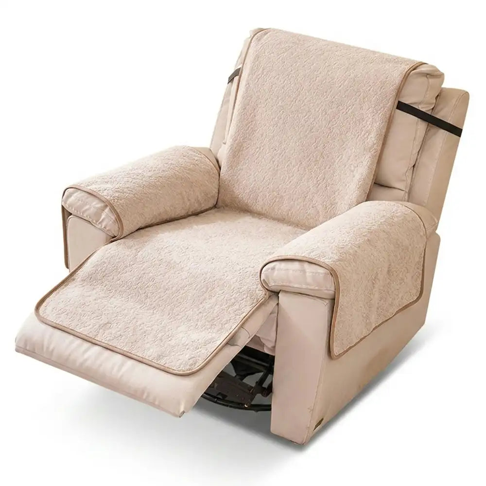 Housse de fauteuil inclinable en chenille résistant aux égratignures d'une pièce avec sangles - Flocon de neige