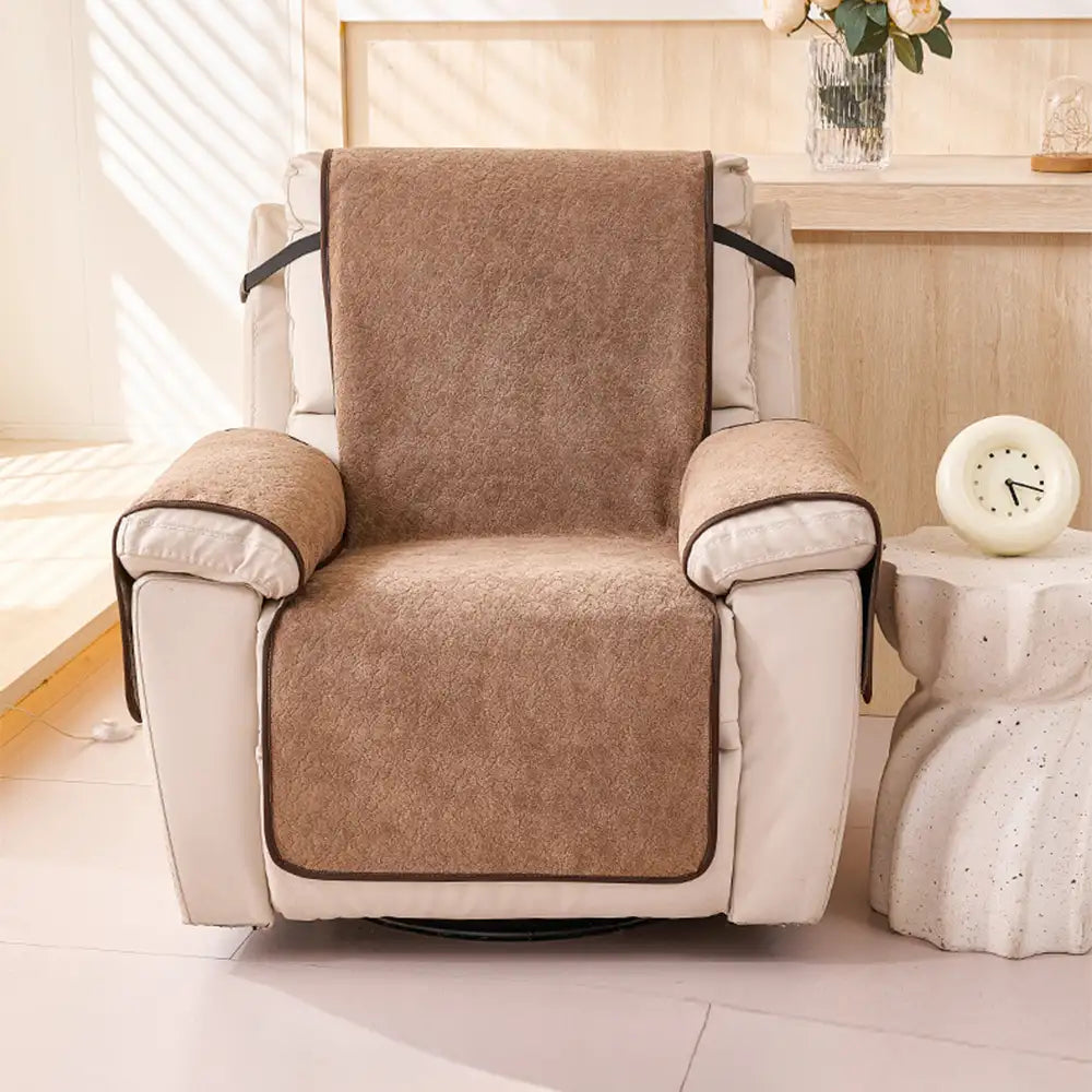 Housse de fauteuil inclinable en chenille résistant aux égratignures d'une pièce avec sangles - Flocon de neige