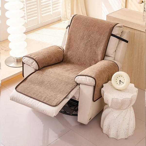 Housse de fauteuil inclinable en chenille résistant aux égratignures d'une pièce avec sangles - Flocon de neige