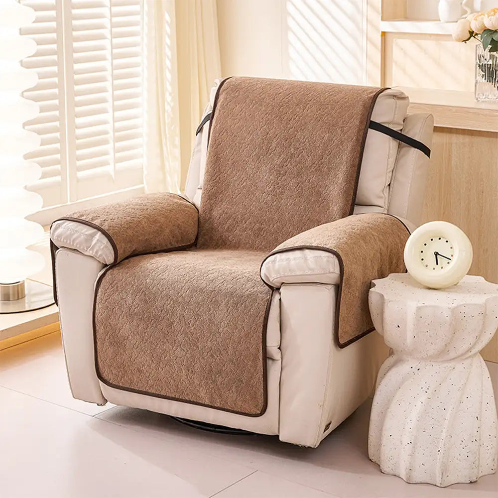 Housse de fauteuil inclinable en chenille résistant aux égratignures d'une pièce avec sangles - Flocon de neige