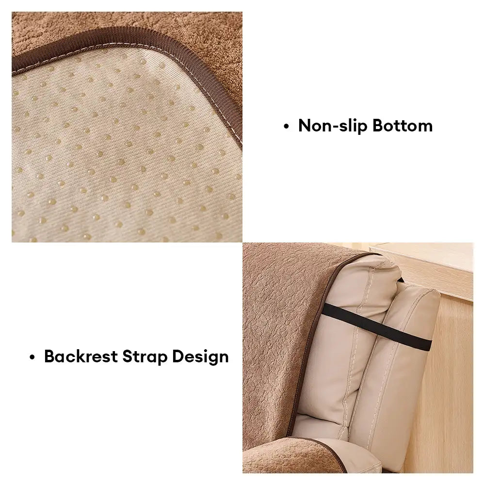 Housse de fauteuil inclinable en chenille résistant aux égratignures d'une pièce avec sangles - Flocon de neige