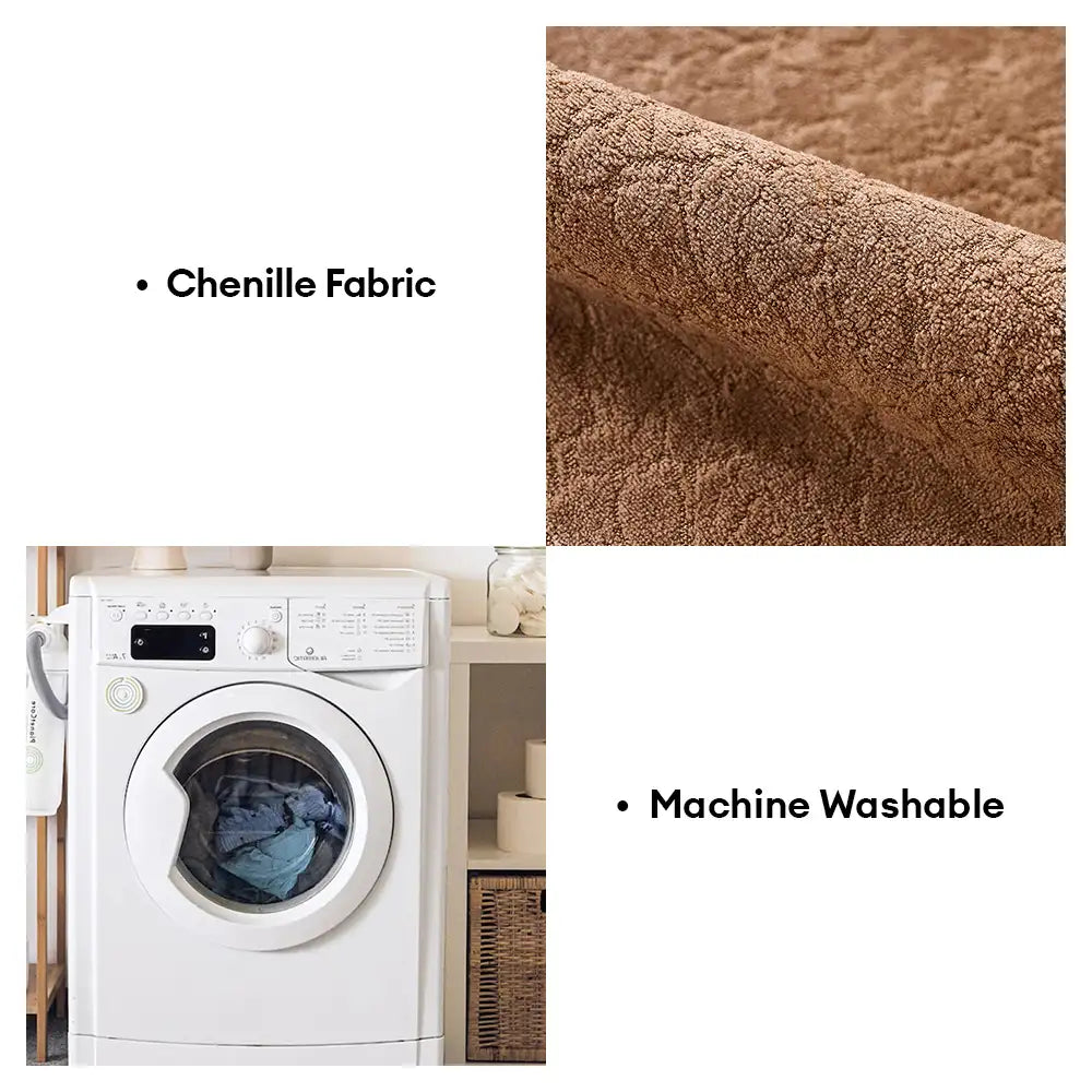Housse de fauteuil inclinable en chenille résistant aux égratignures d'une pièce avec sangles - Flocon de neige
