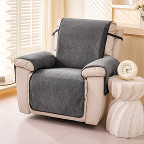 Housse de fauteuil inclinable en chenille résistant aux égratignures d'une pièce avec sangles - Flocon de neige