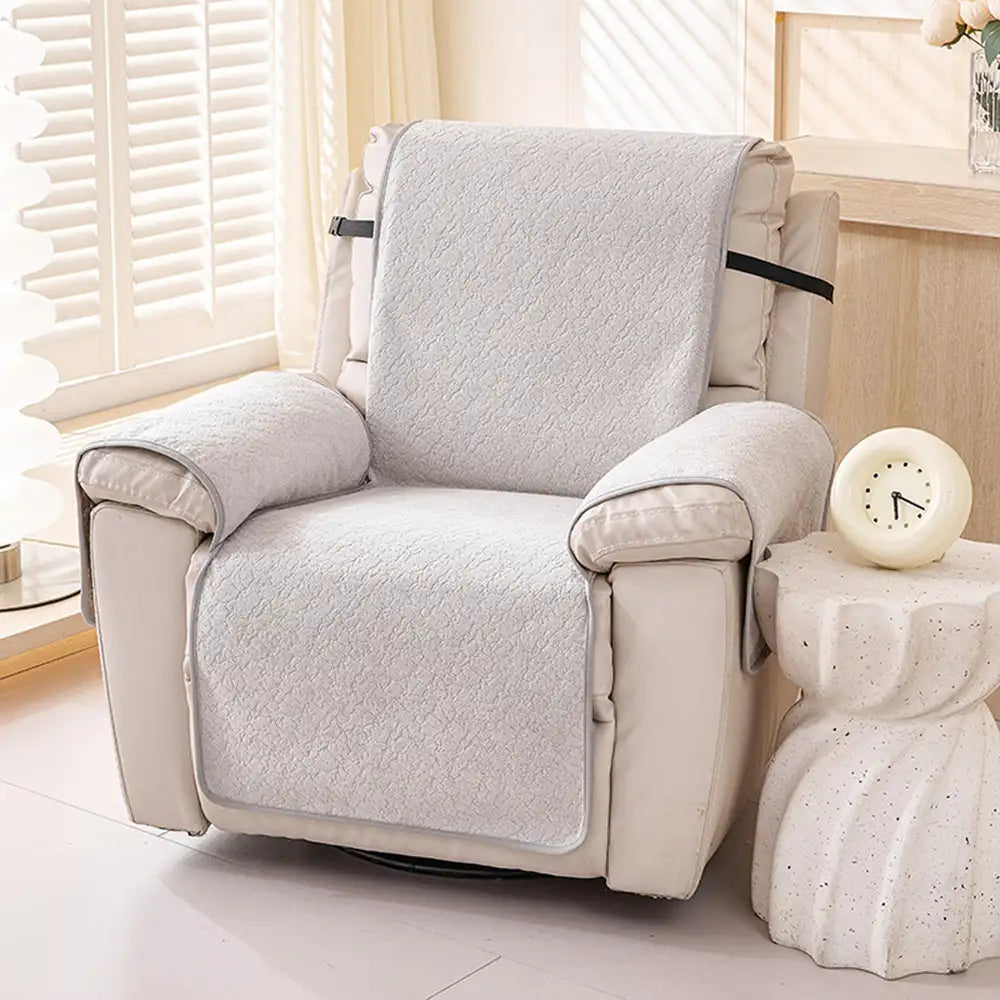 Housse de fauteuil inclinable en chenille résistant aux égratignures d'une pièce avec sangles - Flocon de neige