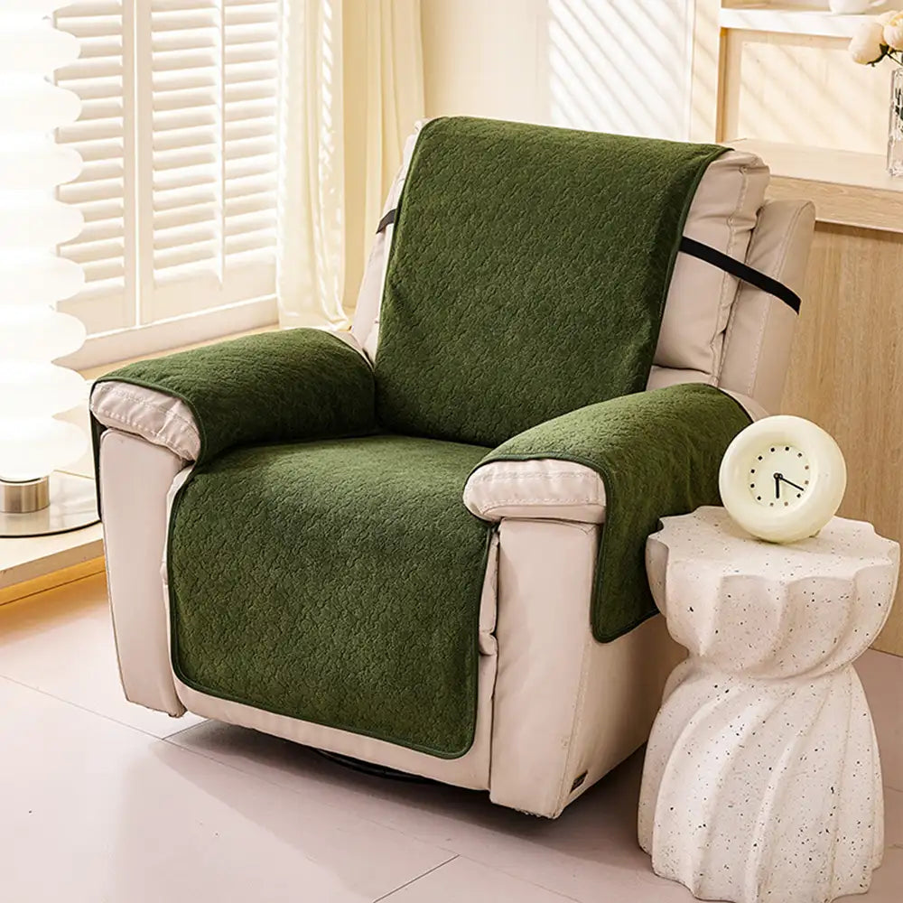 Housse de fauteuil inclinable en chenille résistant aux égratignures d'une pièce avec sangles - Flocon de neige