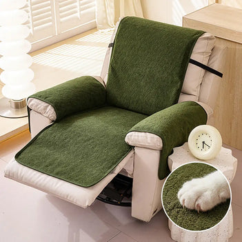 Housse de fauteuil inclinable en chenille résistant aux égratignures d'une pièce avec sangles - Flocon de neige