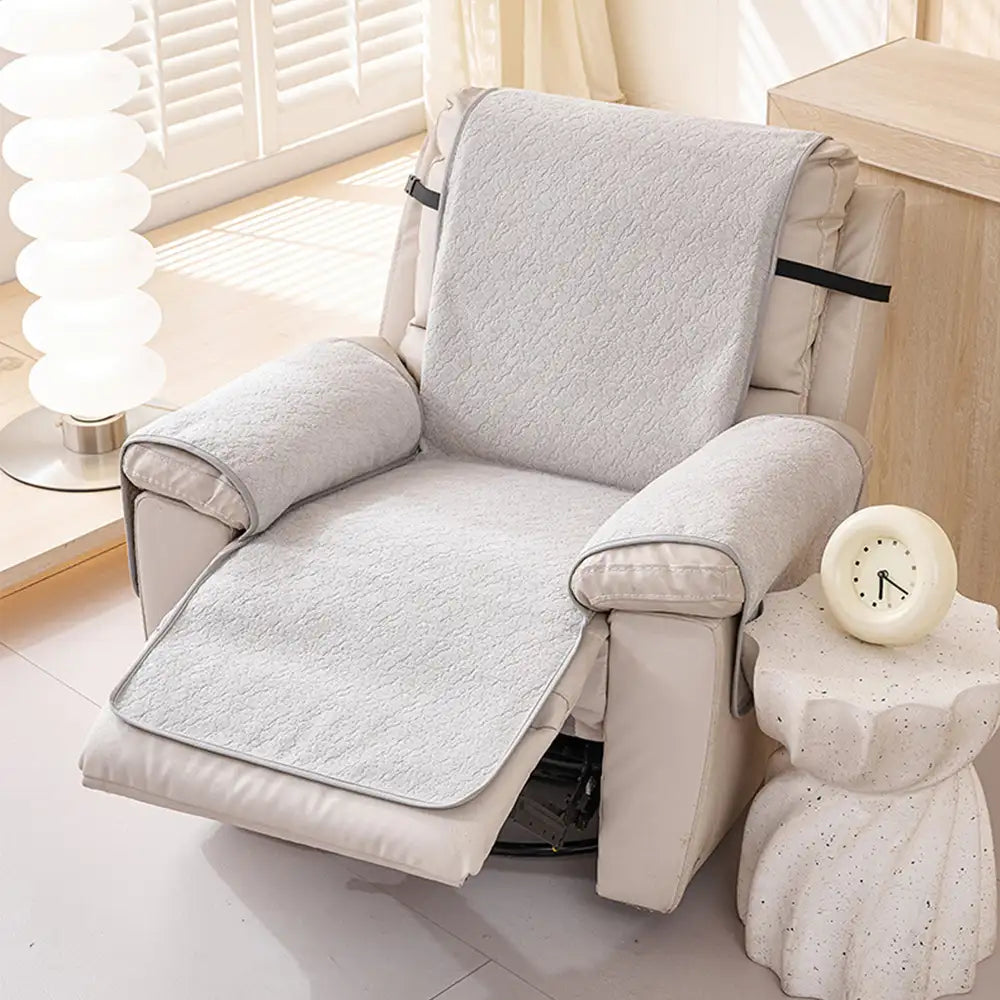 Housse de fauteuil inclinable en chenille résistant aux égratignures d'une pièce avec sangles - Flocon de neige