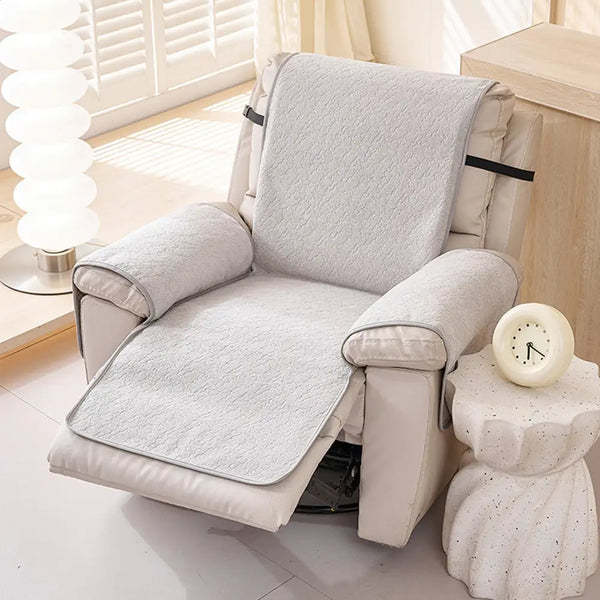 Housse de fauteuil inclinable en chenille résistant aux égratignures d'une pièce avec sangles - Flocon de neige
