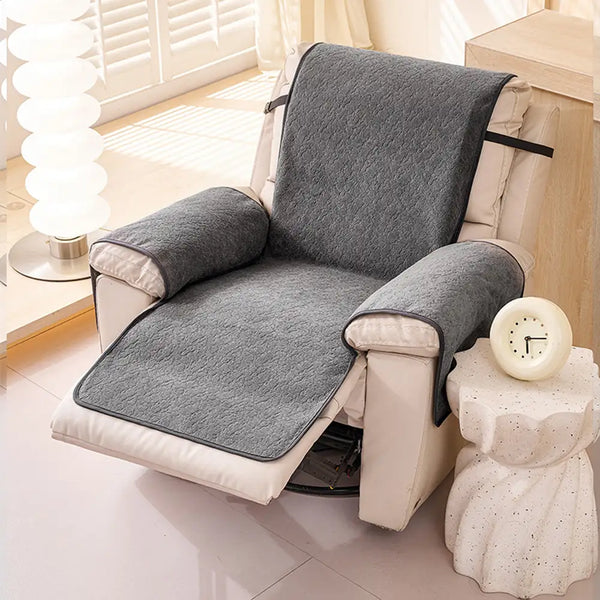 Housse de fauteuil inclinable en chenille résistant aux égratignures d'une pièce avec sangles - Flocon de neige