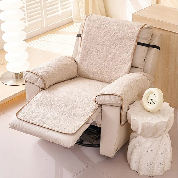 Housse de fauteuil inclinable en chenille résistant aux égratignures d'une pièce avec sangles - Flocon de neige