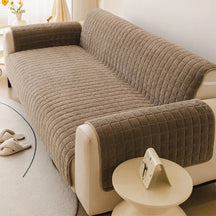 Housse de canapé courte en peluche douce pour animaux de compagnie, protection anti-dérapante.