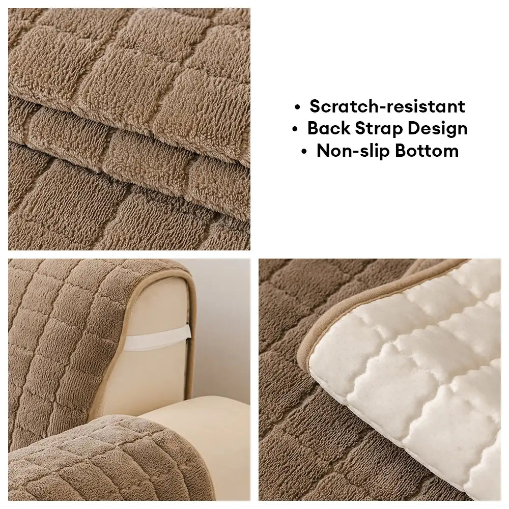 Housse de canapé courte en peluche douce pour animaux de compagnie, protection anti-dérapante.