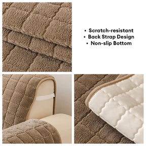 Housse de canapé courte en peluche douce pour animaux de compagnie, protection anti-dérapante.