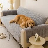 Housse de canapé courte en peluche douce pour animaux de compagnie, protection anti-dérapante.
