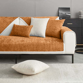 Housse de canapé sectionnelle en tissu chenille simple, étanche, antimicrobien et anti-rayures.
