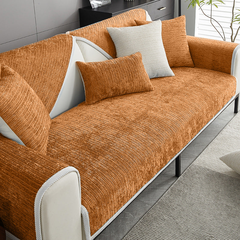 Housse de canapé sectionnelle en tissu chenille simple, étanche, antimicrobien et anti-rayures.