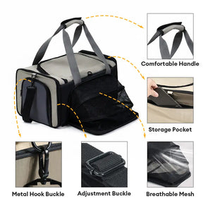 Sac de transport pour chat portable, respirant, de grande capacité et extensible Approuvé par les compagnies aériennes