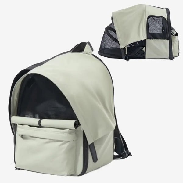Sac à dos pour chat extensible et respirant pour les voyages en plein air avec auvent.