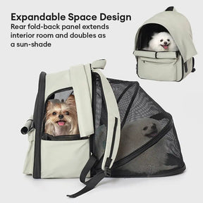 Sac à dos pour chat extensible et respirant pour les voyages en plein air avec auvent.