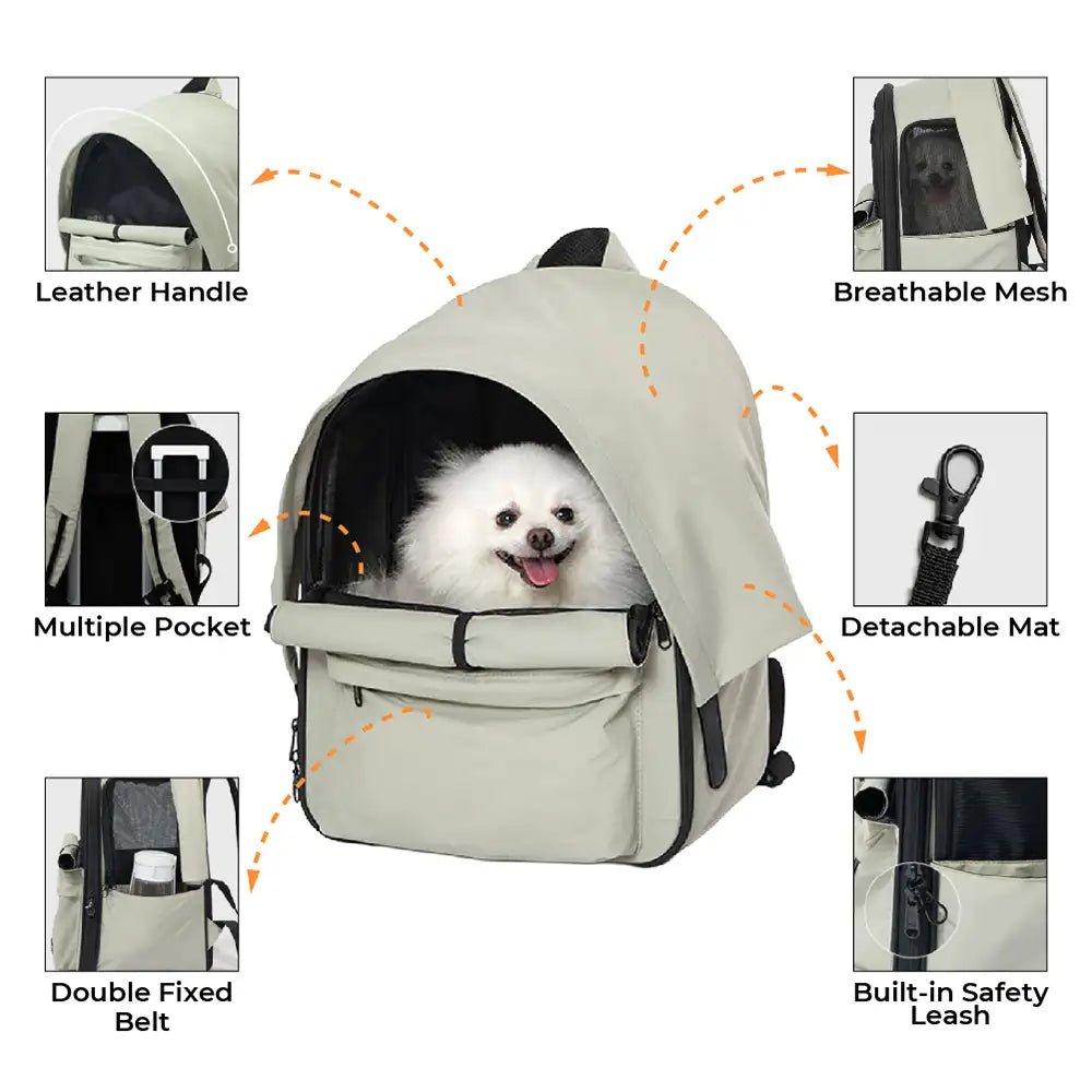 Sac à dos pour chat extensible et respirant pour les voyages en plein air avec auvent.