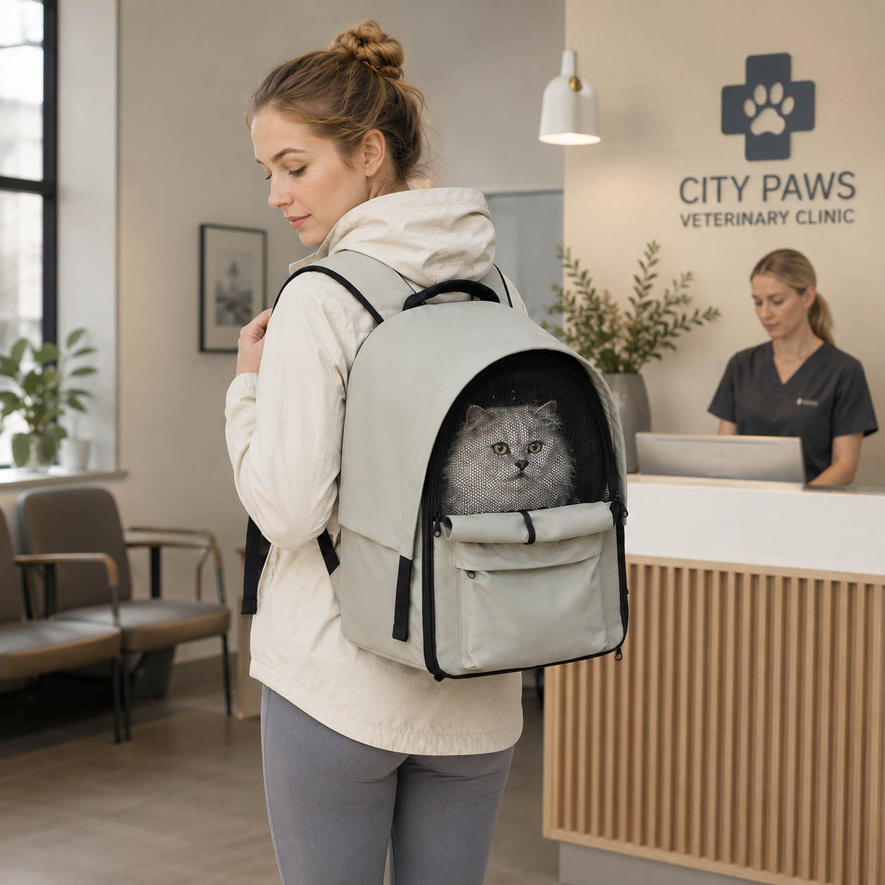 Sac à dos pour chat extensible et respirant pour les voyages en plein air avec auvent.