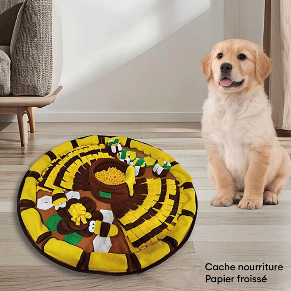 Tapis de Fouille pour Chien en Forme de Pot de Miel avec Squeak et Alimentation Lente