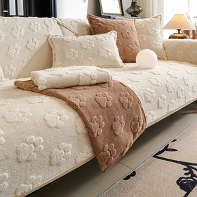 Impression de patte mignonne, couverture de canapé épaisse et antidérapante pour décoration.