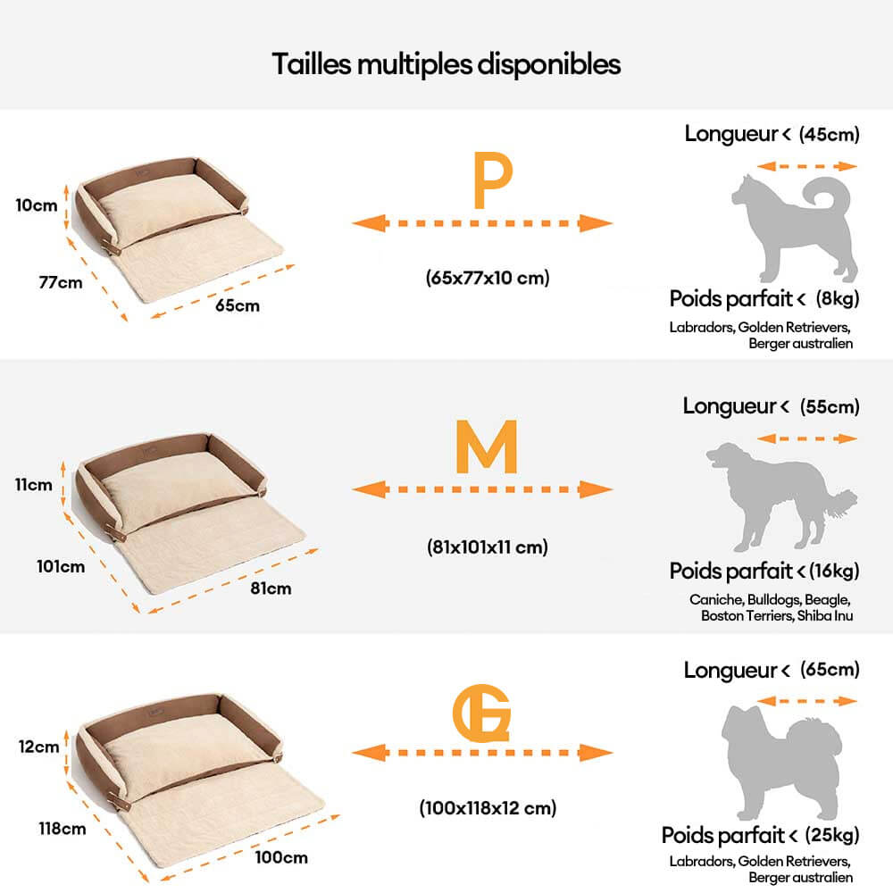 Lit ergonomique pour chien extensible et apaisant - Tranquille Pattes