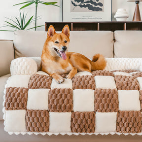 Tapis de protection confortable pour canapé à carreaux pour chien - SnugPad