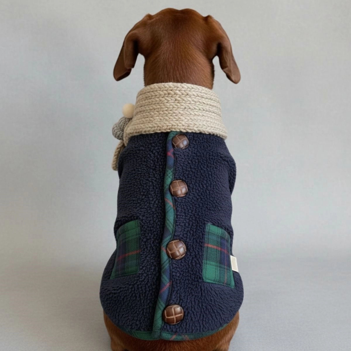 Veste d'hiver à carreaux pour chien avec écharpe festive et confortable pour les fêtes