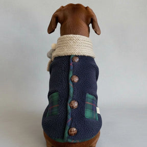 Veste d'hiver à carreaux pour chien avec écharpe festive et confortable pour les fêtes