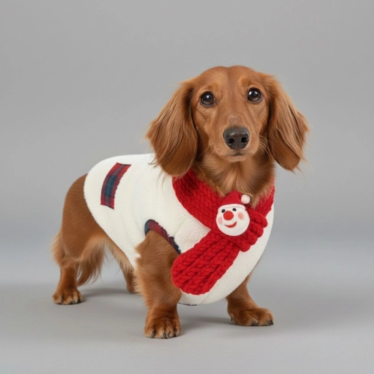 Veste d'hiver à carreaux pour chien avec écharpe festive et confortable pour les fêtes